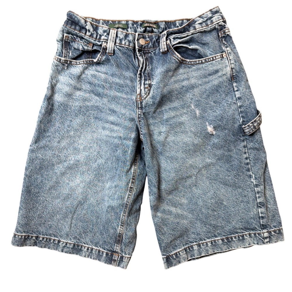 Wild Fable Carpenter Shorts Womens 10 Low Rise Blue Light Wash Distressed Denim